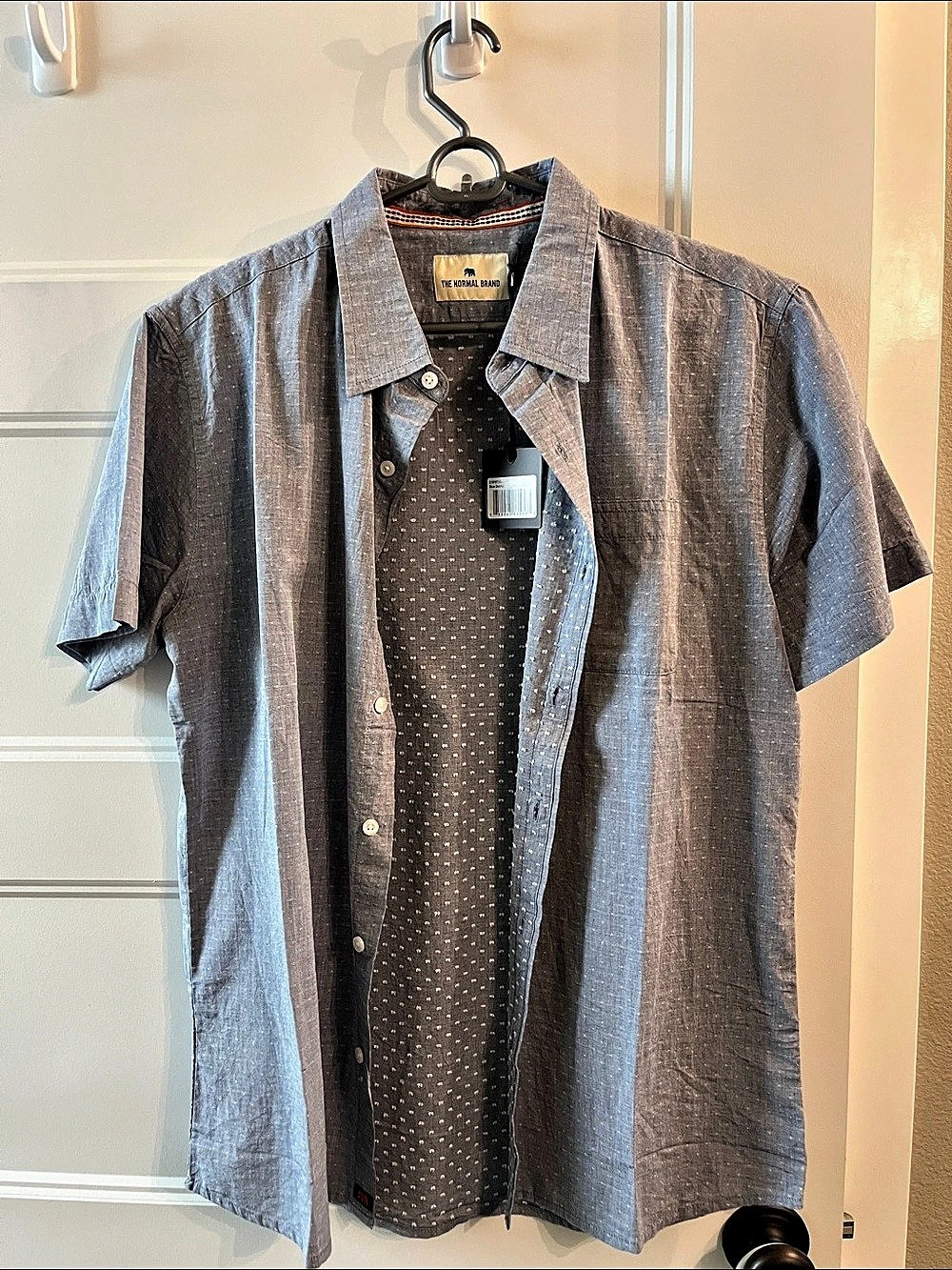 The Normal Brand Freshwater SS Short Sleeve Button Down Gray Size Medium NWT
